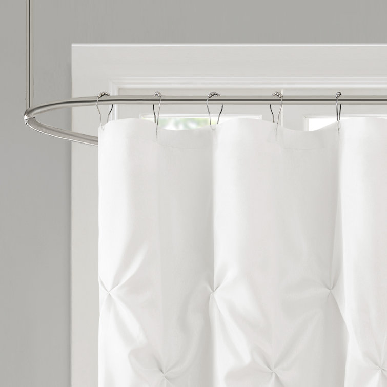 Laurel White Tufted Polyester Shower Curtain