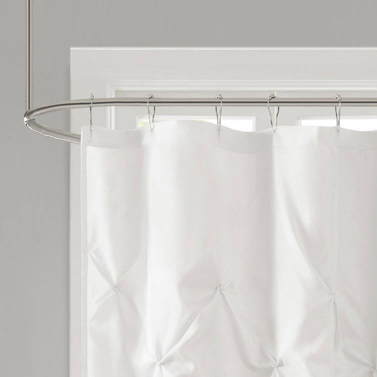 Laurel White Tufted Polyester Shower Curtain