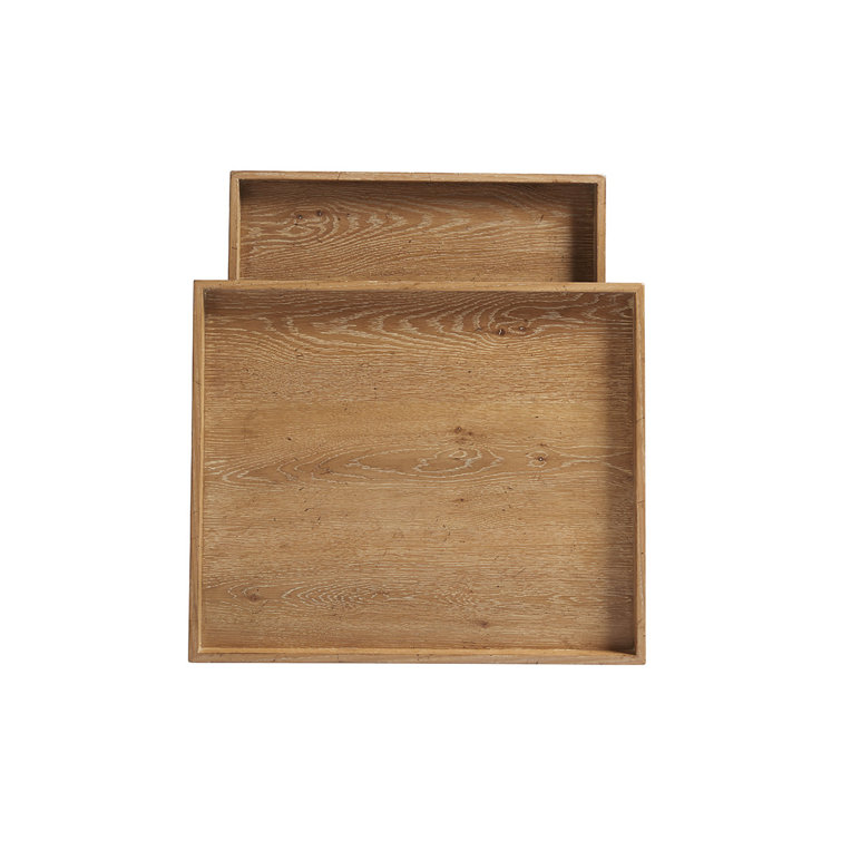 Beige and Brown Wood Metal Nesting Tables