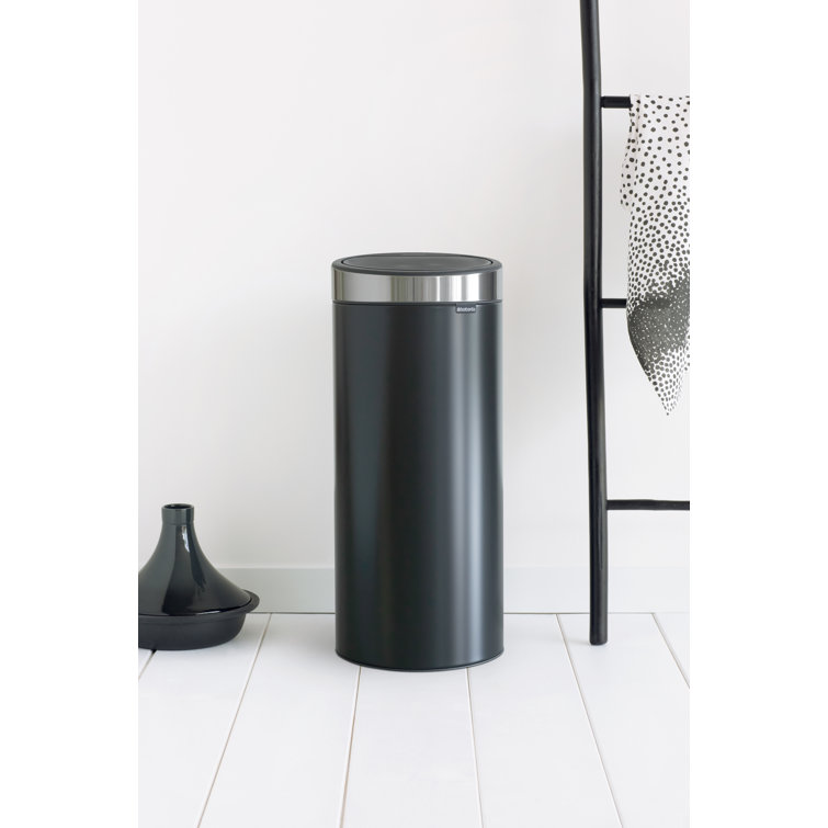 Matte Black and Steel 8 Gallon Touch Top Trash Can
