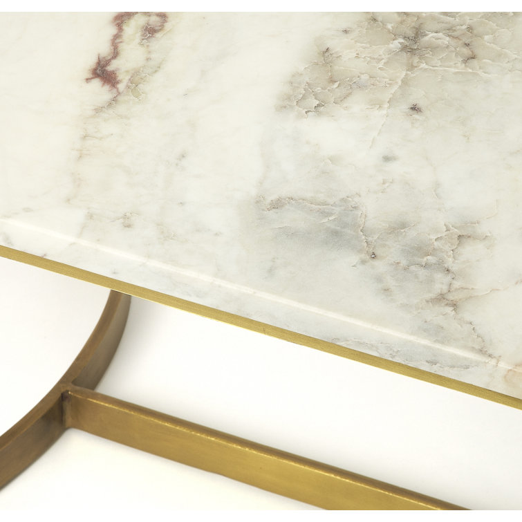 Rectangular White Marble and Gold Iron Coffee Table