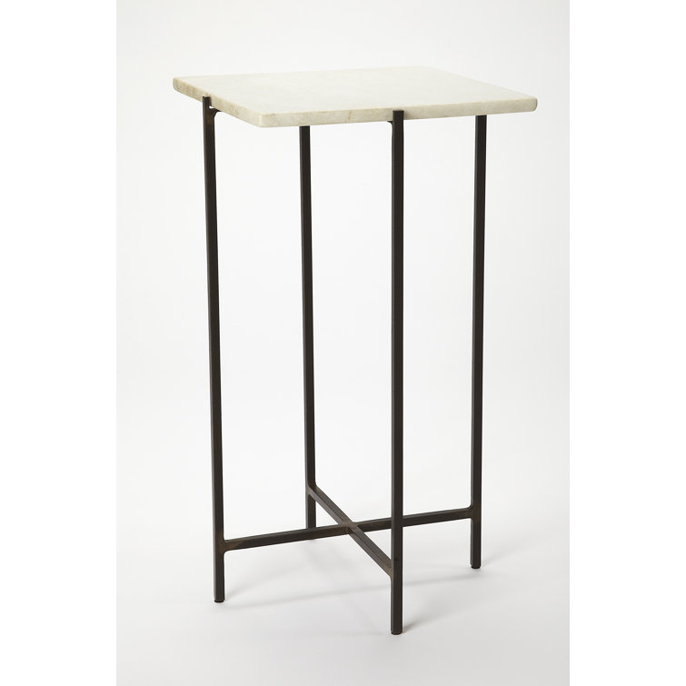 Modern Loft White Marble and Iron End Table