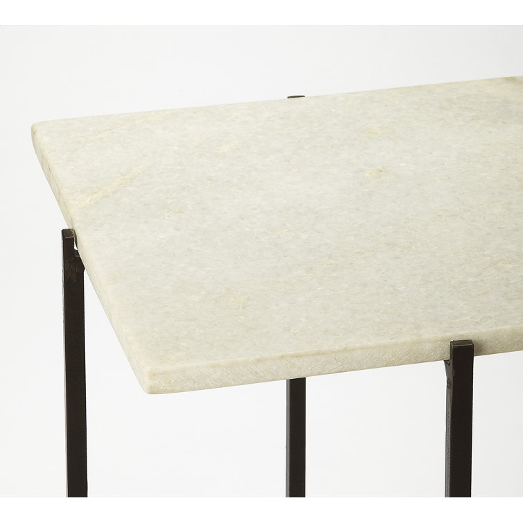 Modern Loft White Marble and Iron End Table