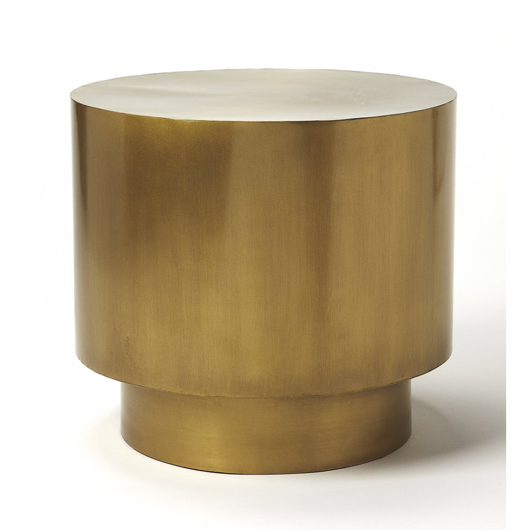 Contemporary Gold Round Metal Bunching End Table