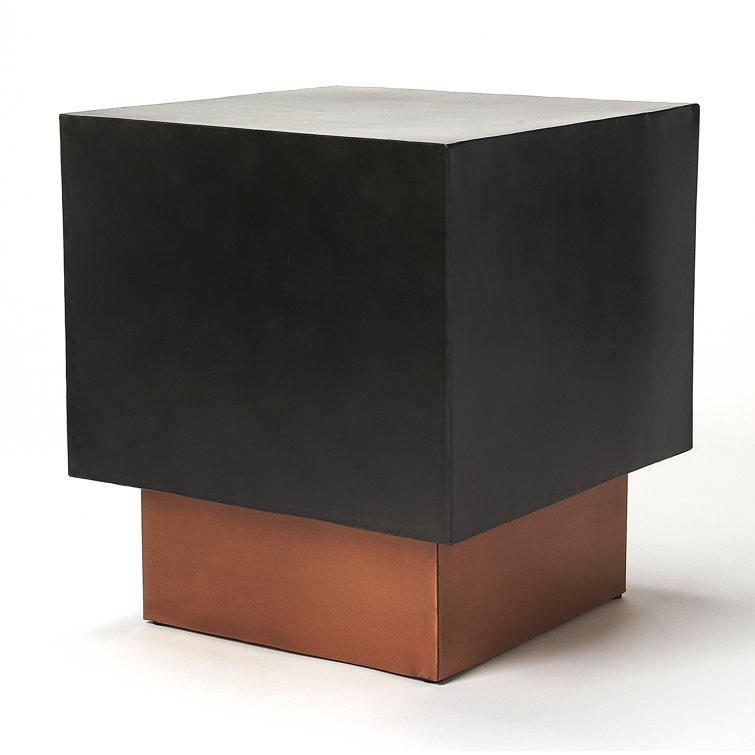 Solomon Contemporary Black and Copper Square Metal Side Table