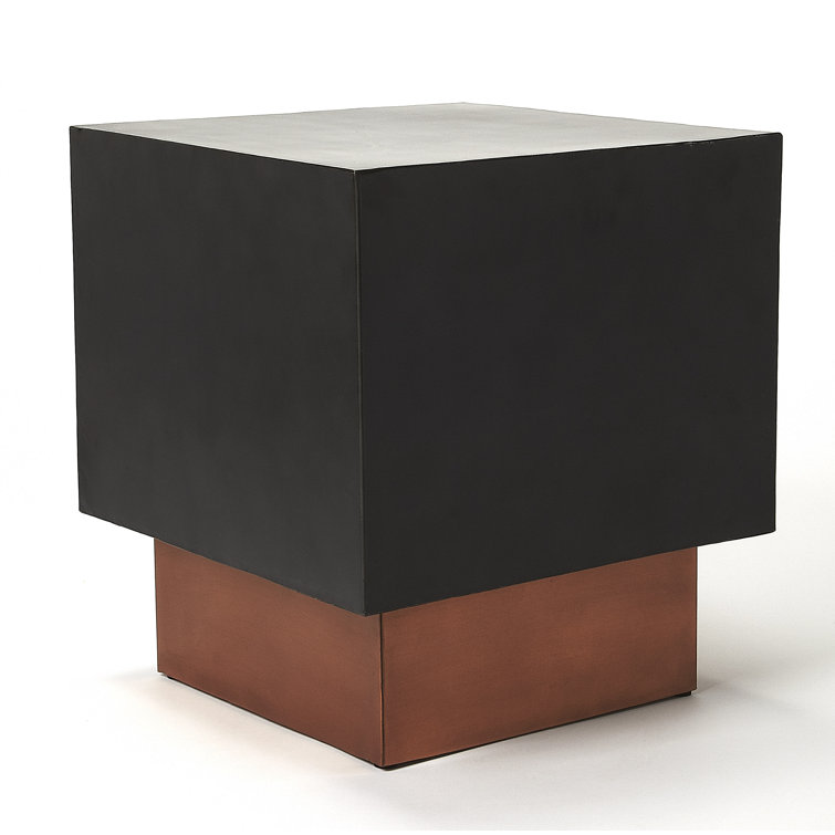 Solomon Contemporary Black and Copper Square Metal Side Table
