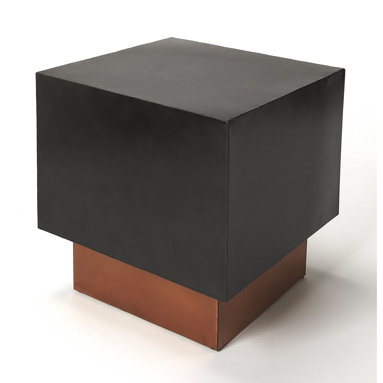 Solomon Contemporary Black and Copper Square Metal Side Table