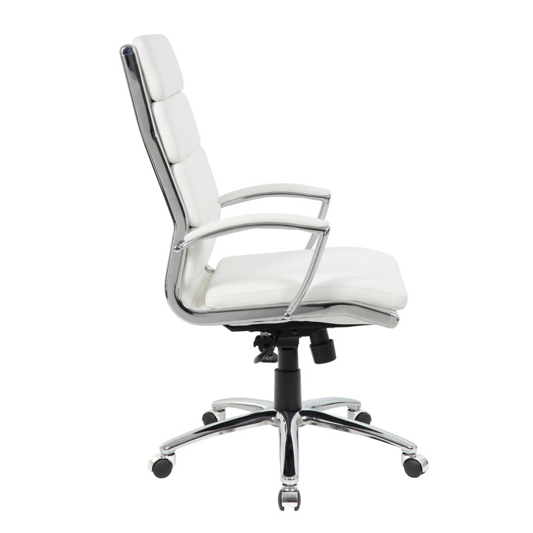 Elegant White CaressoftPlus Executive Chair with Chrome Base