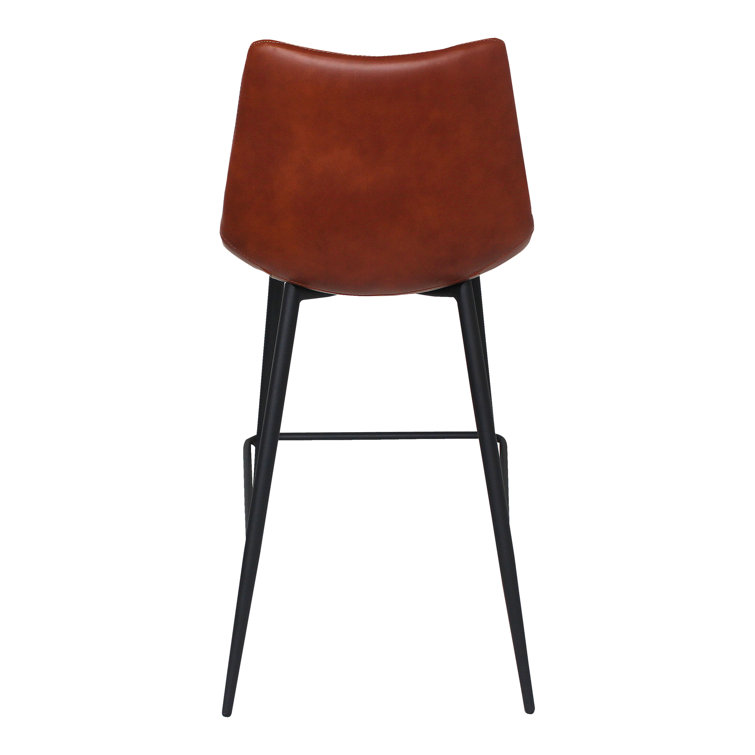 Brown Vegan Leather and Steel Counter Stools, Set of 2