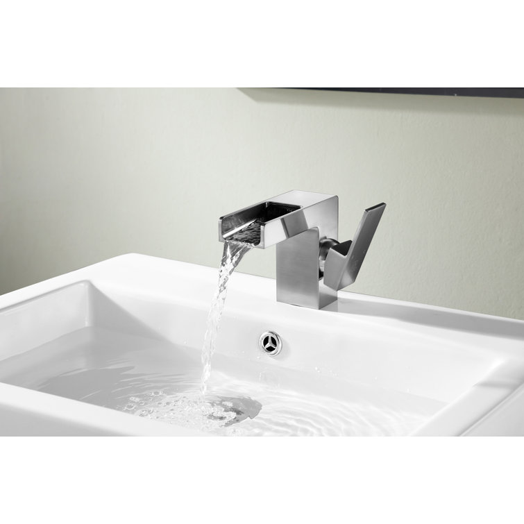 Brushed Nickel Single-Handle Waterfall Bathroom Faucet