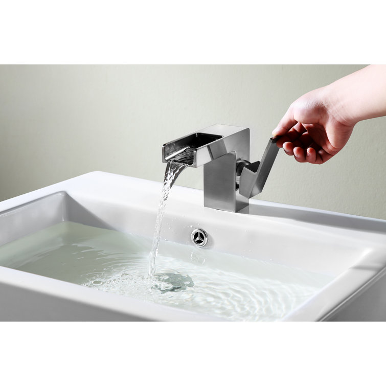 Brushed Nickel Single-Handle Waterfall Bathroom Faucet