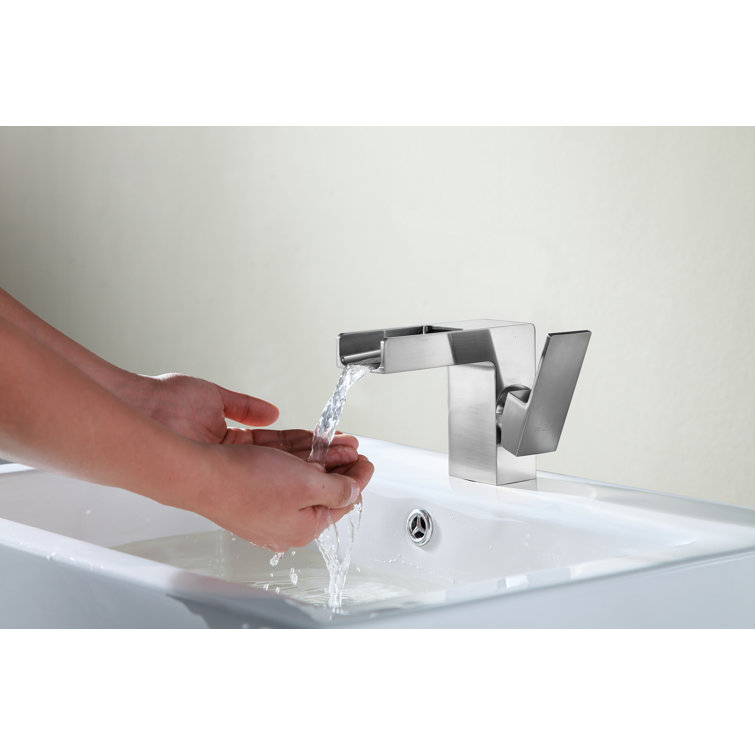 Brushed Nickel Single-Handle Waterfall Bathroom Faucet