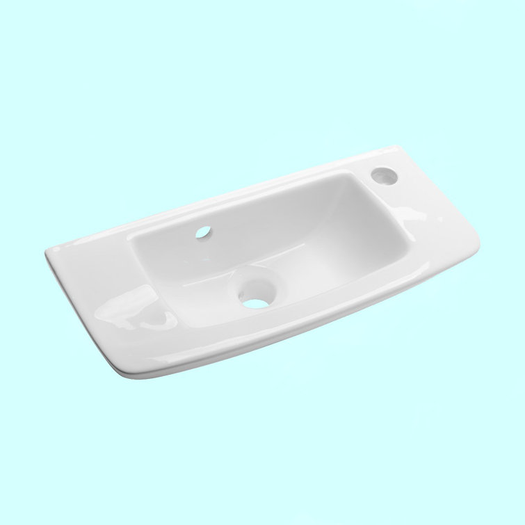 Compact White Glazed Ceramic Wall-Mount Vessel Sink
