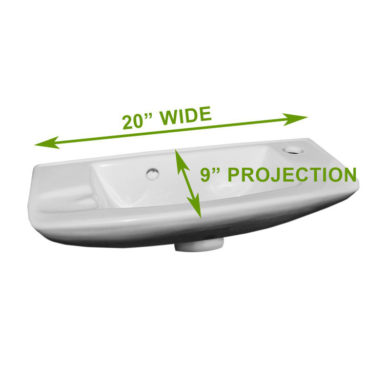 Compact White Glazed Ceramic Wall-Mount Vessel Sink