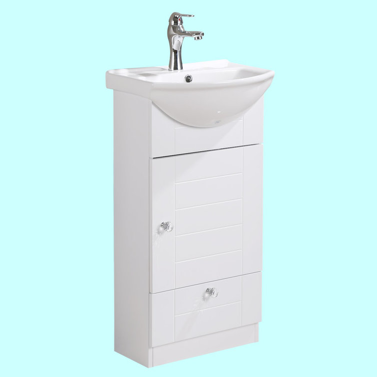 White 34.5" Porcelain and MDF Bathroom Vanity Sink