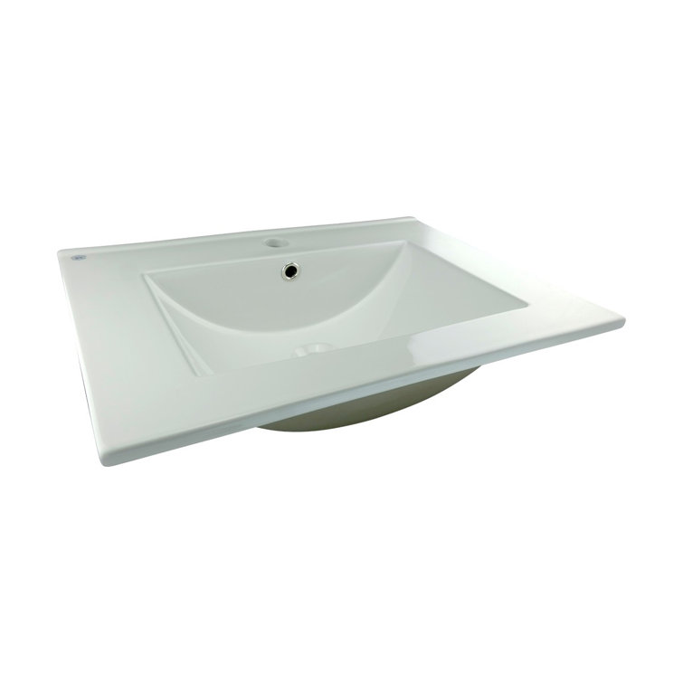 Luke 24'' White Porcelain Drop-In Bathroom Sink with Overflow