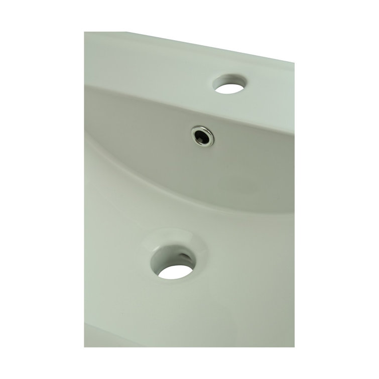 Luke 24" White Ceramic Drop-In Bathroom Sink Pack of 3