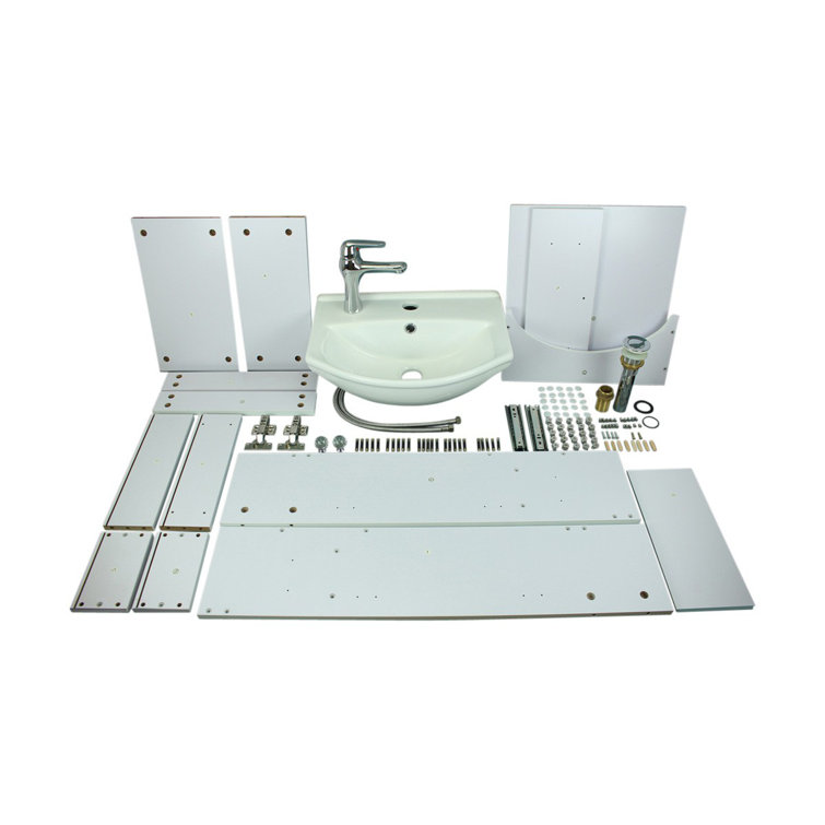 White 34.5" Porcelain and MDF Bathroom Vanity Sink