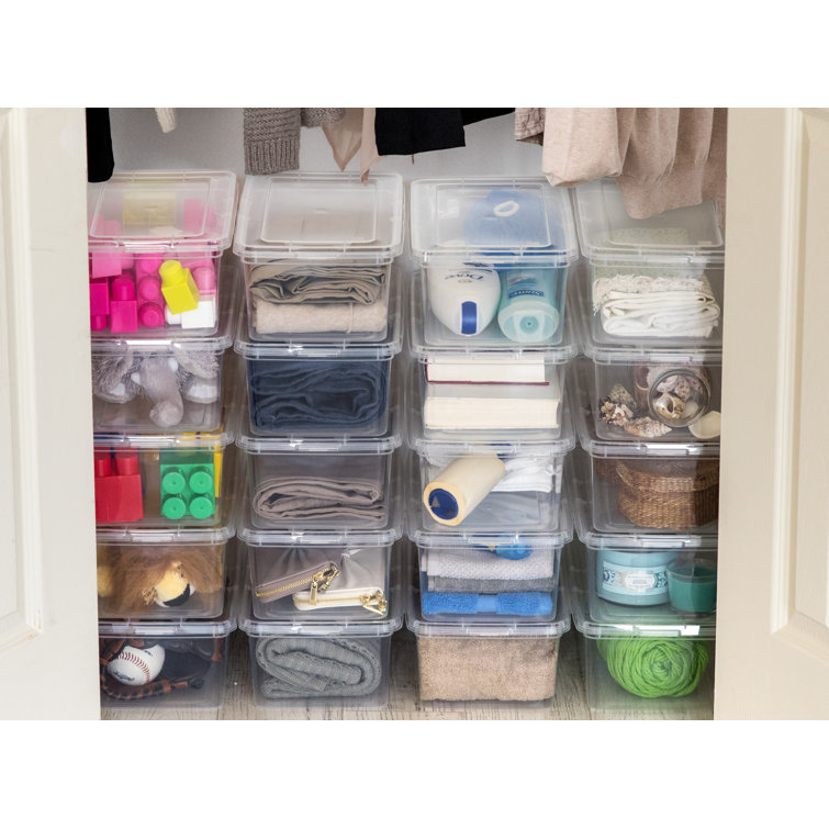 Clear Stackable Plastic Storage Bins with Lids, 12.88"
