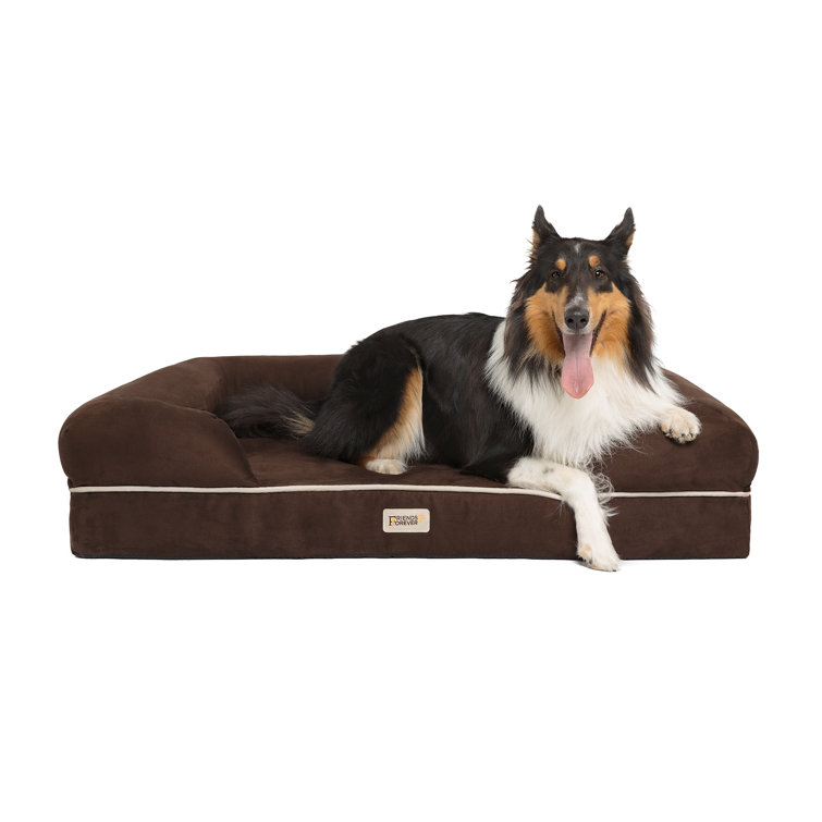 Large Brown Orthopedic Memory Foam Dog Bed with Bolster