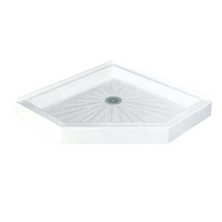 White Neo-Angle 36" Shower Base with Integral Drain