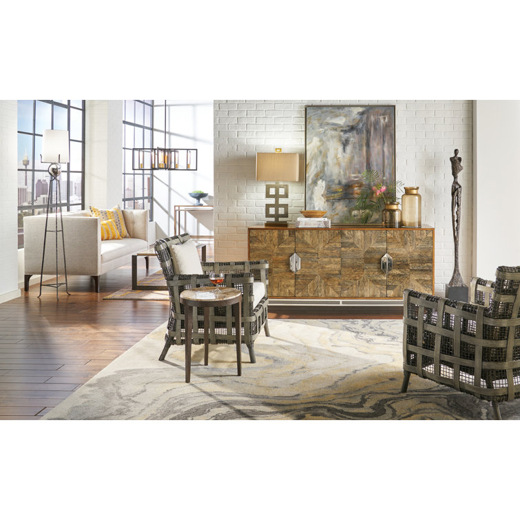 Petrified Wood Round End Table with Hammered Iron Base