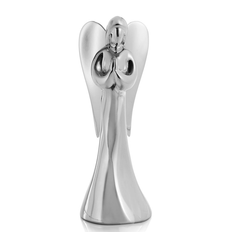 Silver Metallic Angel Figurine 9" Alloy