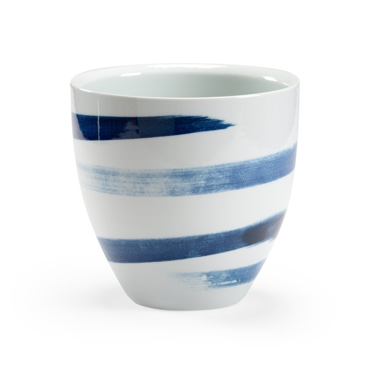 Essex White and Blue Ceramic Pot Planter, 9.75"