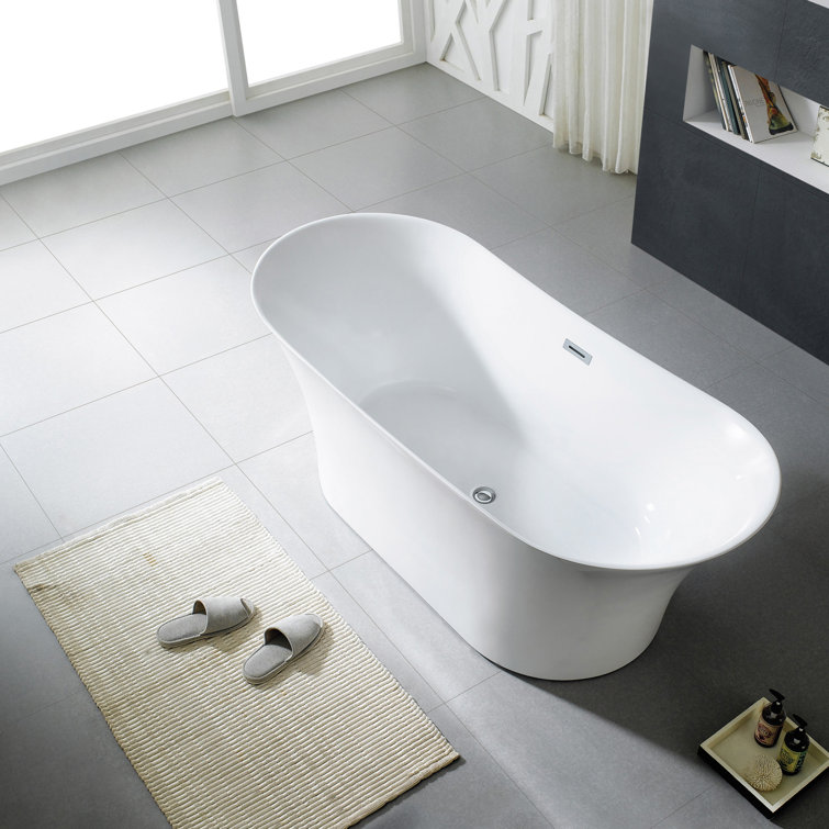 Skylar 71'' White Freestanding Oval Acrylic Bathtub