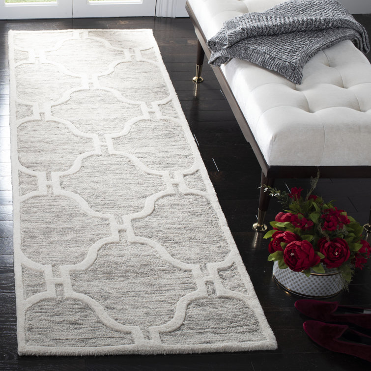 Handmade Geometric Tufted Wool Rug 4' x 6' Light Brown/Ivory