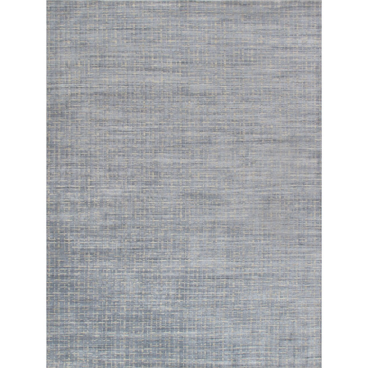 Slate Blue Hand-Loomed Wool & Silk 9' x 12' Area Rug