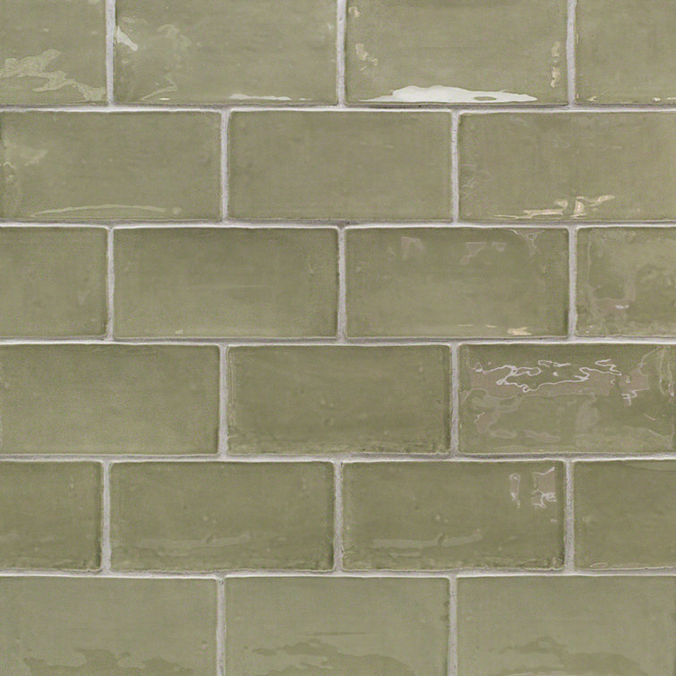 Messi 3" x 6" Polished Green Ceramic Subway Wall Tile