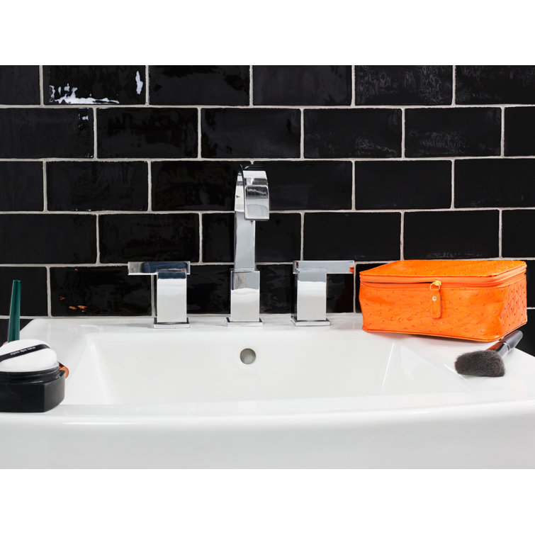 Messi Black Polished Ceramic Subway Wall Tile 3x6