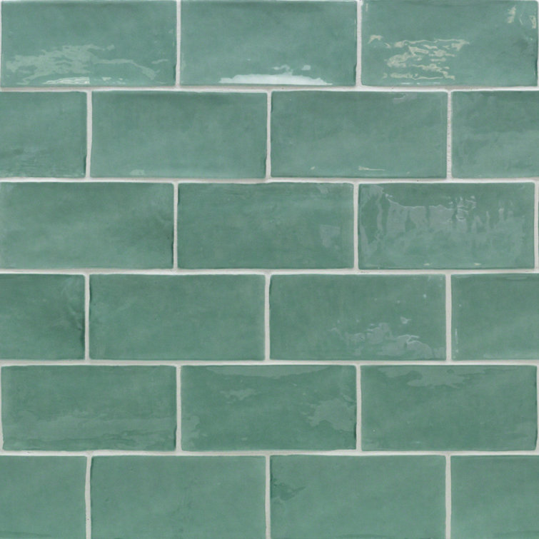 Messi Green Polished Ceramic Subway Wall Tile 3x6