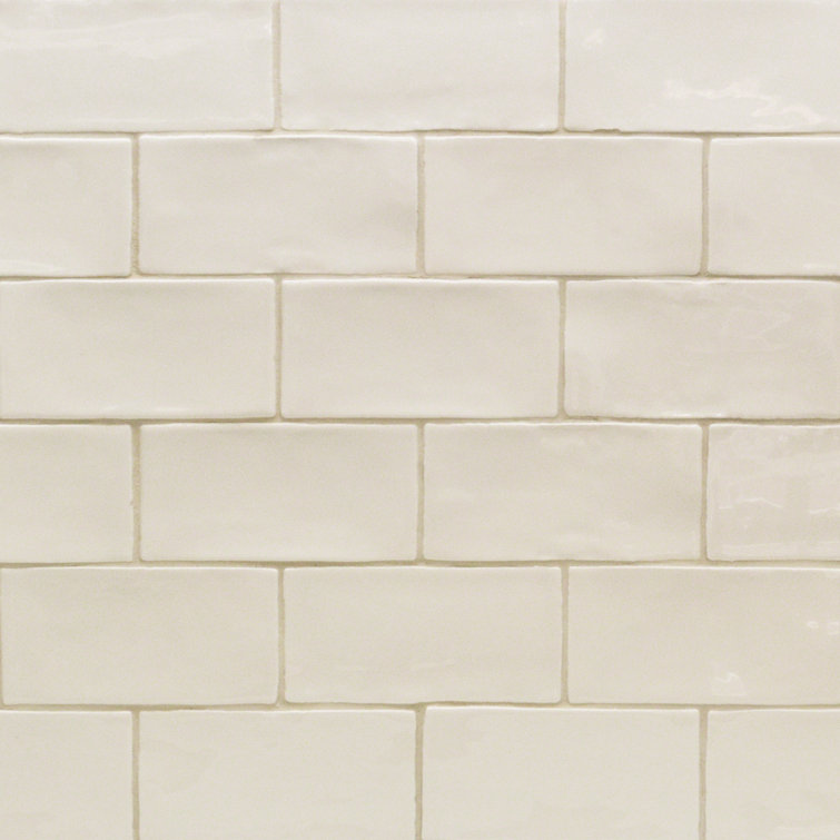 Messi 3" x 6" Polished White Ceramic Subway Wall Tile