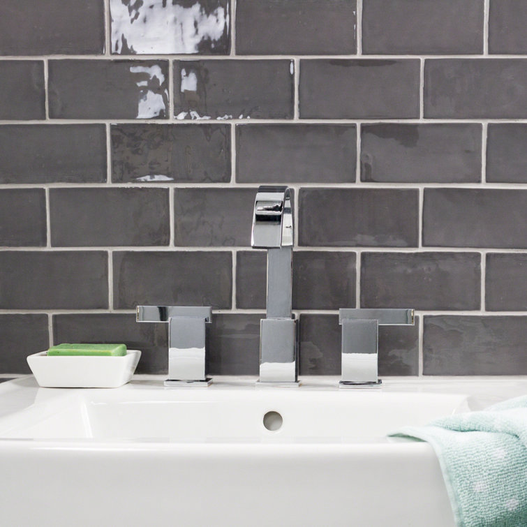 Messi 3x6 Polished Gray Ceramic Subway Wall Tile