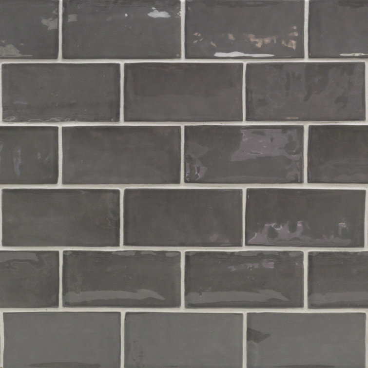 Messi 3x6 Polished Gray Ceramic Subway Wall Tile