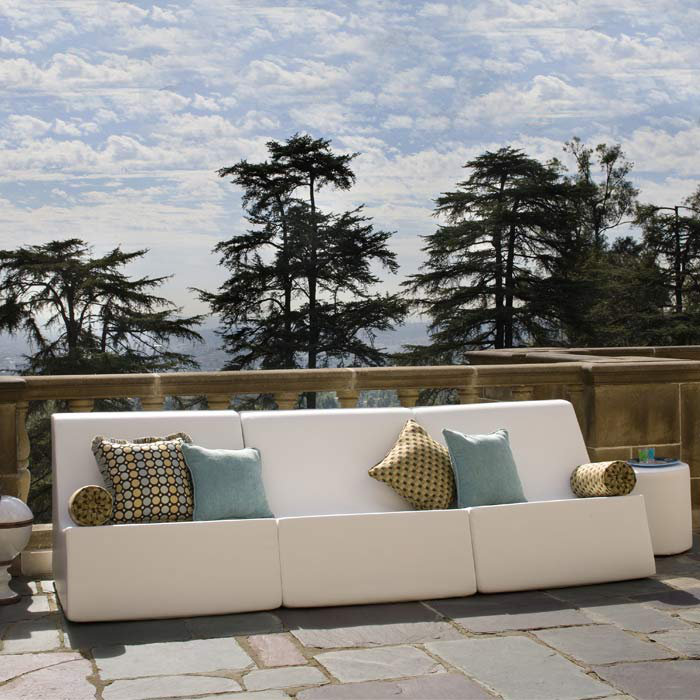 Cognac Armless Plastic Patio Chair with 36'' Wide Seat