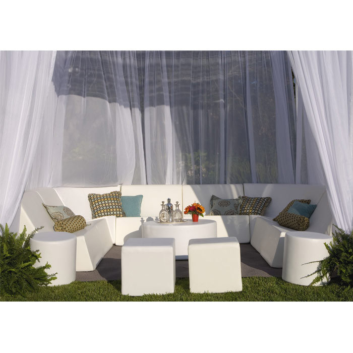 Cognac Armless Plastic Patio Chair with 36'' Wide Seat