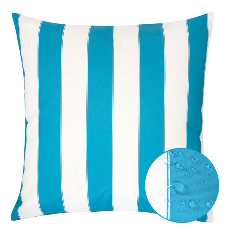 Aqua and White Cabana Stripe Outdoor Throw Pillow Set