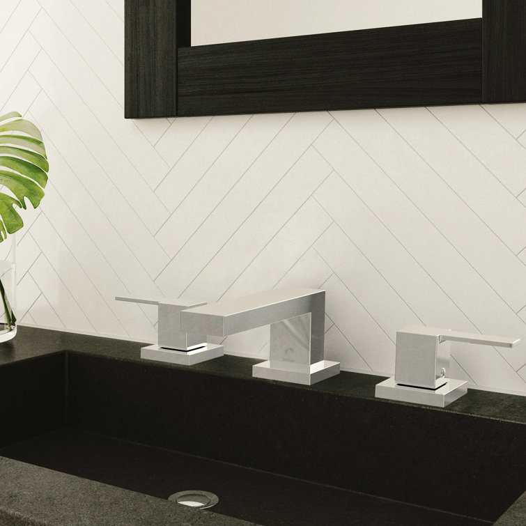 Quadrato Polished Chrome Widespread Dual Handle Bathroom Faucet