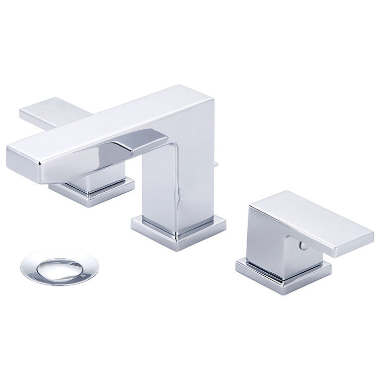 Polished Chrome Modern Widespread Bathroom Faucet with Brass Drain Assembly