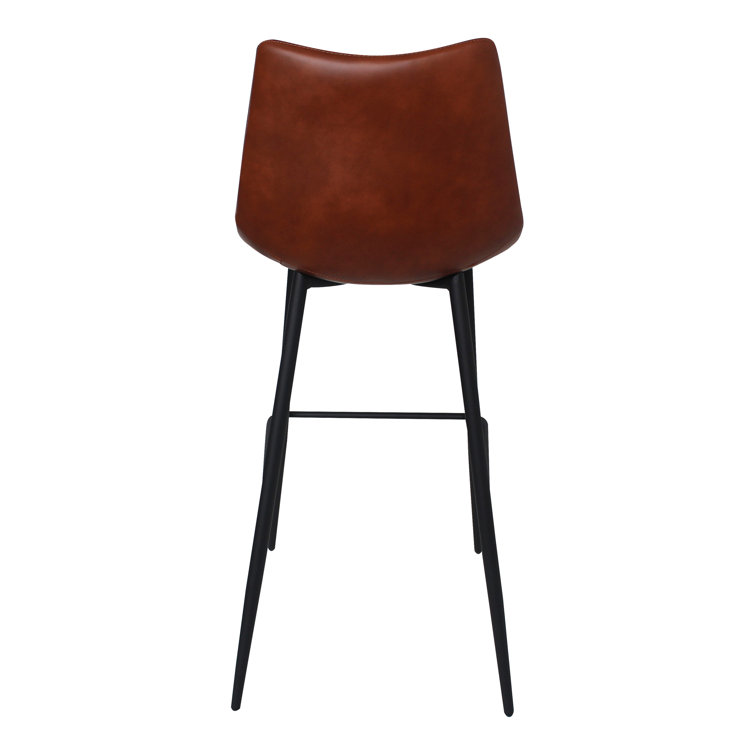 Brown Vegan Leather and Steel Counter Stools, Set of 2