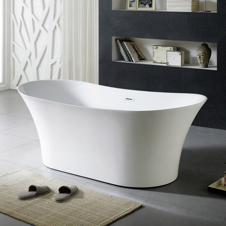Skylar 71'' White Freestanding Oval Acrylic Bathtub