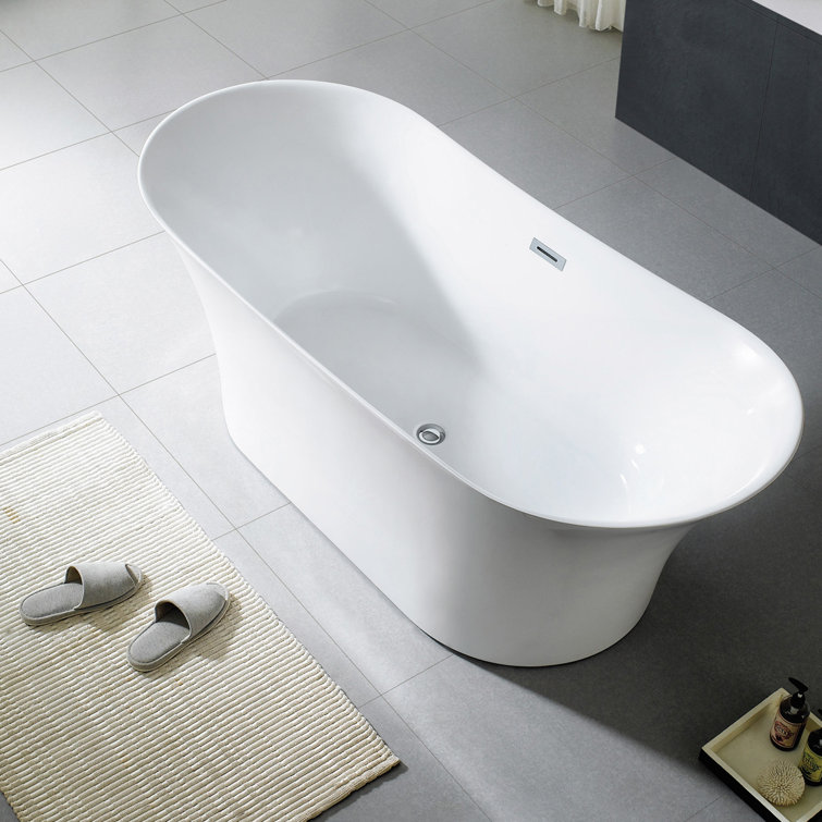 Skylar 71'' White Freestanding Oval Acrylic Bathtub