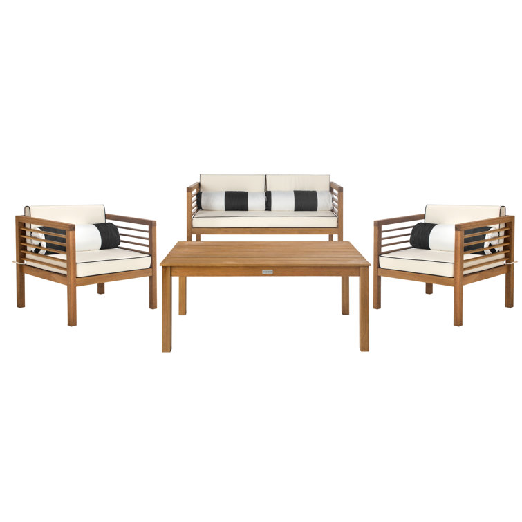 Barcelona Coastal Chic 4-Person Black & White Outdoor Seating Set