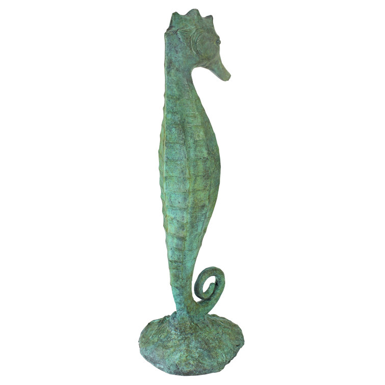 Bronze Seahorse Garden Statue with Hand-Applied Patina