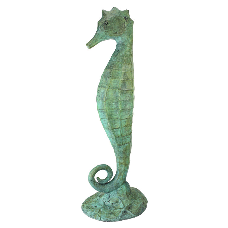 Bronze Seahorse Garden Statue with Hand-Applied Patina