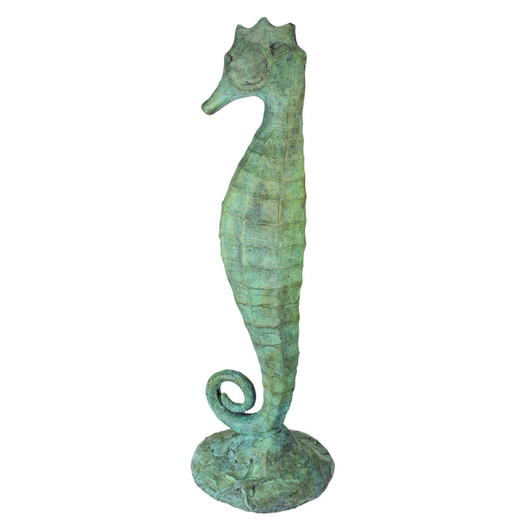 Bronze Seahorse Garden Statue with Hand-Applied Patina