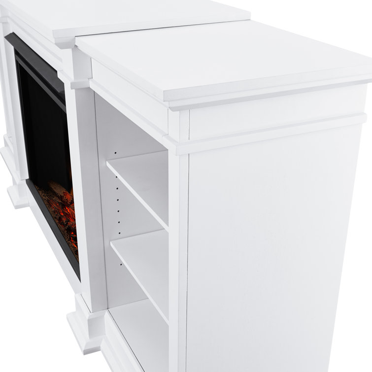 White Grand Electric Fireplace TV Stand with Adjustable Shelves